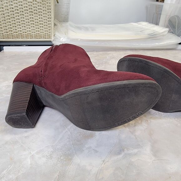 Old Navy Women's Size 8 Oxblood/Burgundy Block Heeled Ankle Boot - Picture 11 of 16